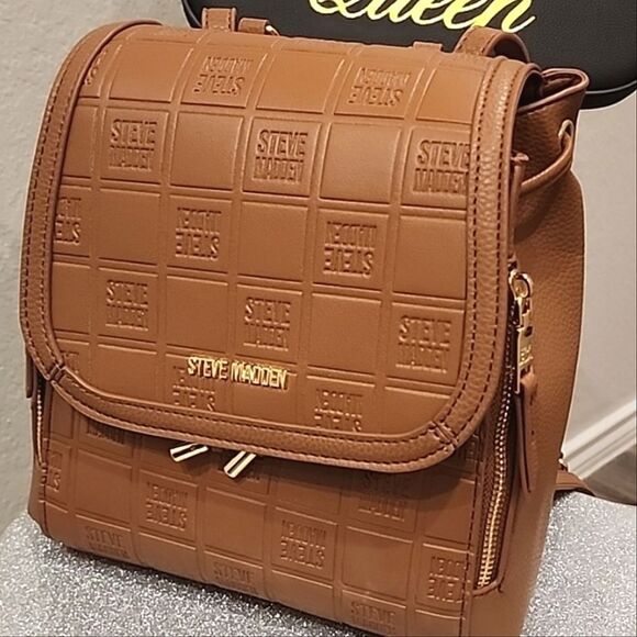 Steve Madden BFrankie Block Logo Backpack- Brown main image 10